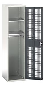 verso ventilated door kitted cupboard with 2 shelves, 1 rail. WxDxH: 525x550x2000mm. RAL 7035/5010 or selected Bott Verso Ventilated door Tool Cupboards Cupboard with shelves